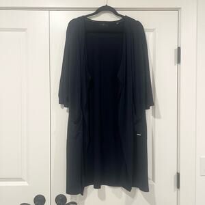 Tahari Women's Oversized Short‎ Sleeve Cardigan in Navy with Pockes Size Large